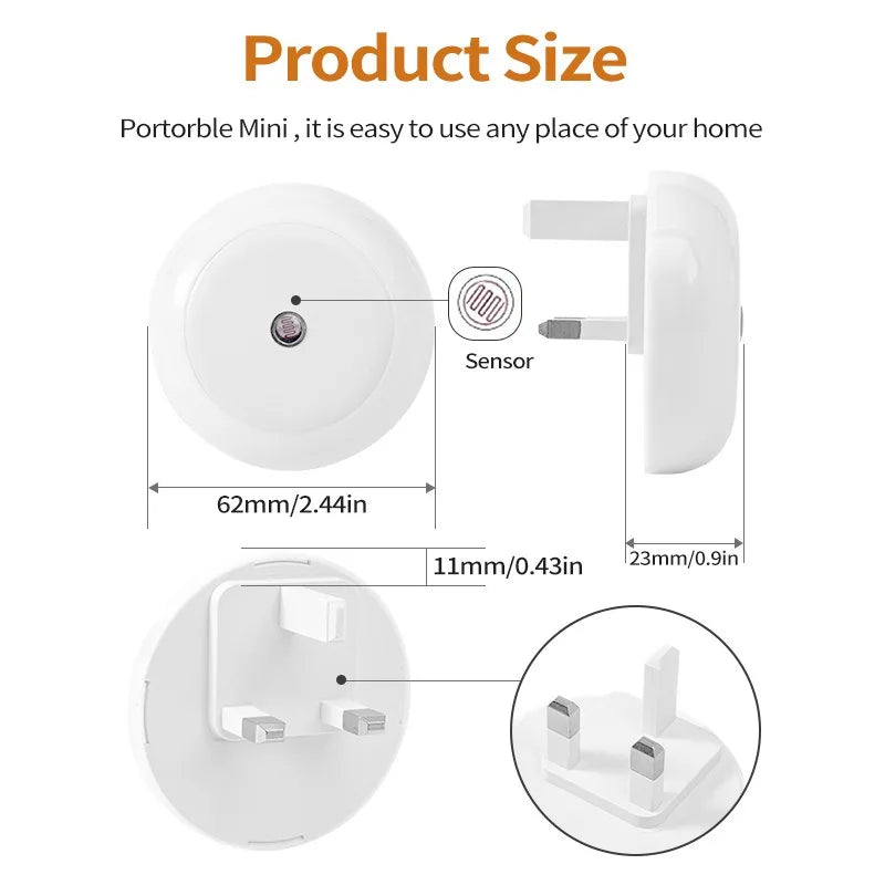 Intelligent Motion Sensor Night Light Auto On/Off Wireless Night Light LED Plug-in Wall Lamp Bedroom Bedside Lamp Home Lighting