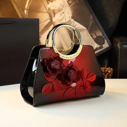 ABQP New Women's Handbag Large Capacity Shiny Fashionable Women's One-shoulder Crossbody Luxury Brand 3D Flower Women's Bag