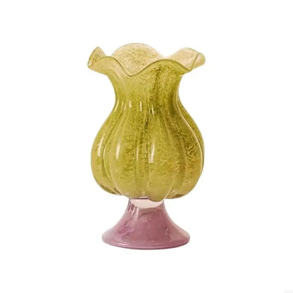 Glass Urn Vases Thickened Flower Vases for Home,Wedding Parties Table Centerpieces Decorative Vases Pedestal Vases Gift B03E
