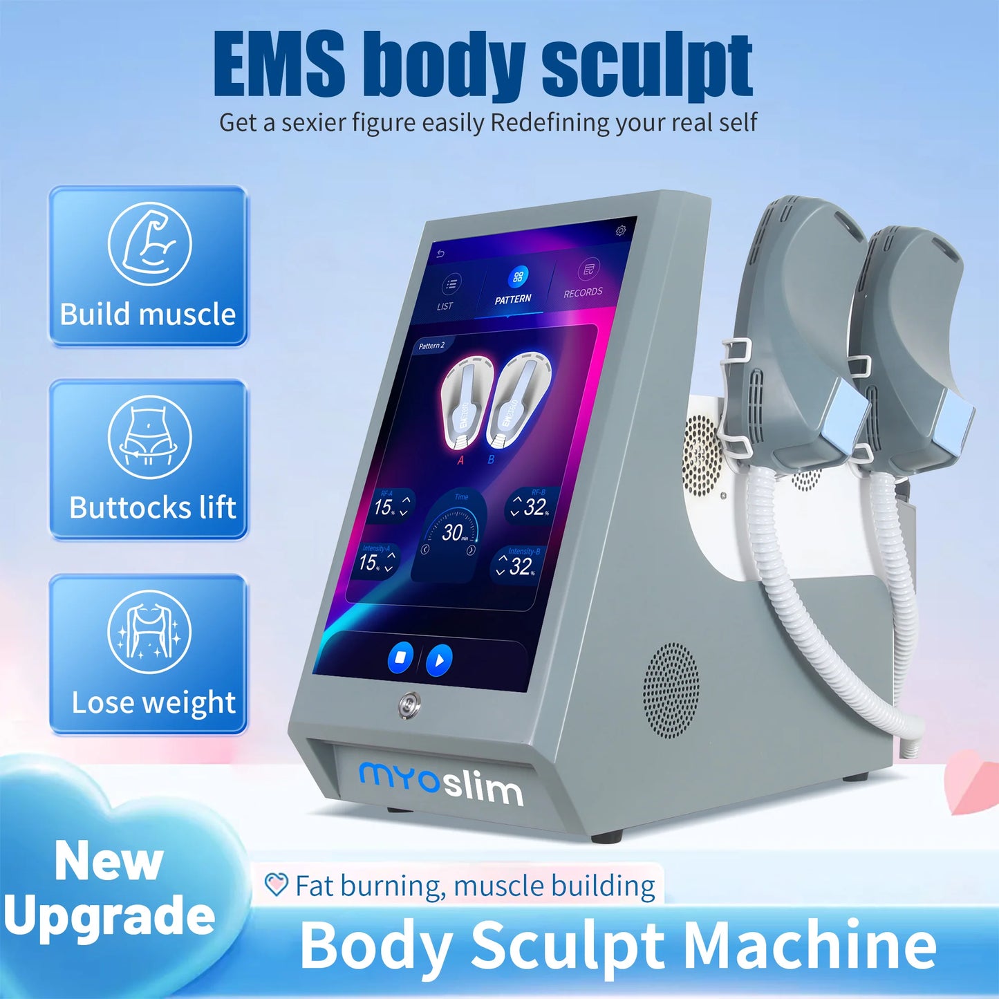 New EMS Body Sculpt Machine Sculpting Electromagnetic Stimulate Body Slimming Machines Muscle Build