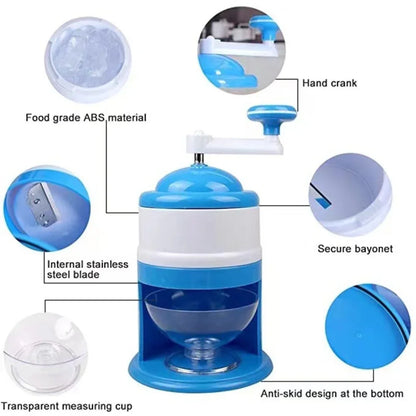 Hand Crank Ice Shaver & Snow Cone Maker | Portable Manual Ice Crusher with Bowl | Home, Outdoor & Camping