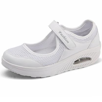 Women's Breathable Walking Shoes Ladies Fashion Mary Jane Sneakers Adjustable Working Nurse Shoes Lightweight Flats Roll
