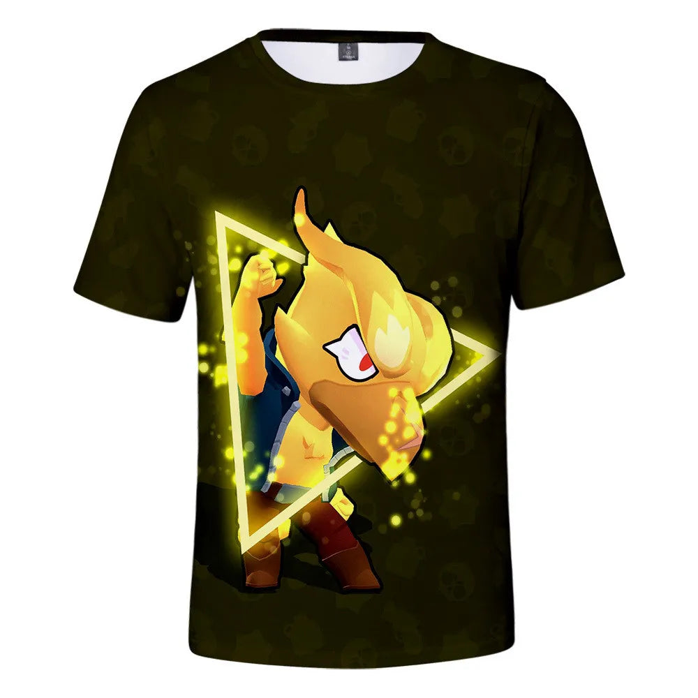 Kids' Game Character Graphic T-Shirt | Short Sleeves & Crew Neck | Casual Wear & Streetwear