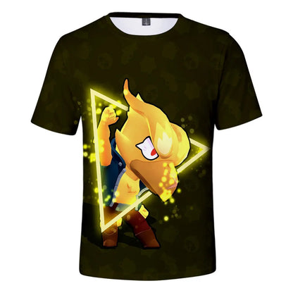 Kids' Game Character Graphic T-Shirt | Short Sleeves & Crew Neck | Casual Wear & Streetwear