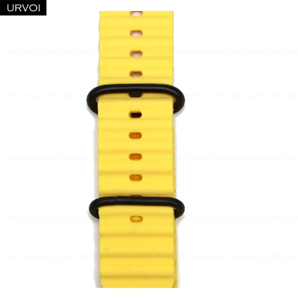 URVOI Ocean Band for Apple Watch Ultra 4 3 2 Strap Series 12 11 10 SE Sport Band for iWatch Silicone Wristband Black Buckle 49mm