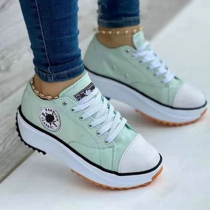Women Shoes Classic White Canvas Sneakers Fashion Platform Women Casual shoes High Quality Lace-Up Feamle Tennis Shoes 35-43