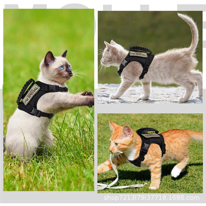 Tactical Military Vest Pet Tactical Training Cat Accessories Cat Dog Harness and Leash Set  Kitten Accessories