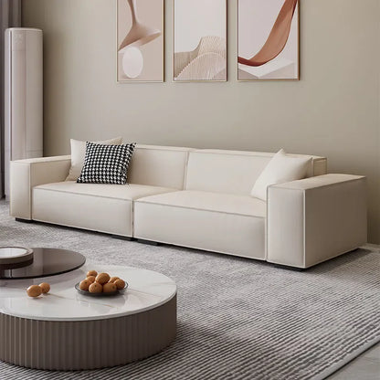 Italian Minimalist Fabric Sofa Compact Straight Design for Small Apartment Office Rental Room Modern Living Room Furniture