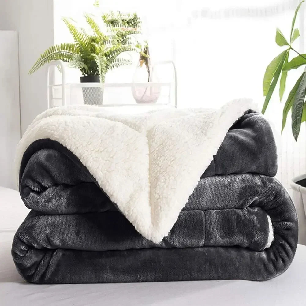 Sherpa Blanket Twin Thick Warm Blanket for Winter Bed Super Soft Fuzzy Flannel Fleece/Wool like Reversible Velvet Plush Blanket