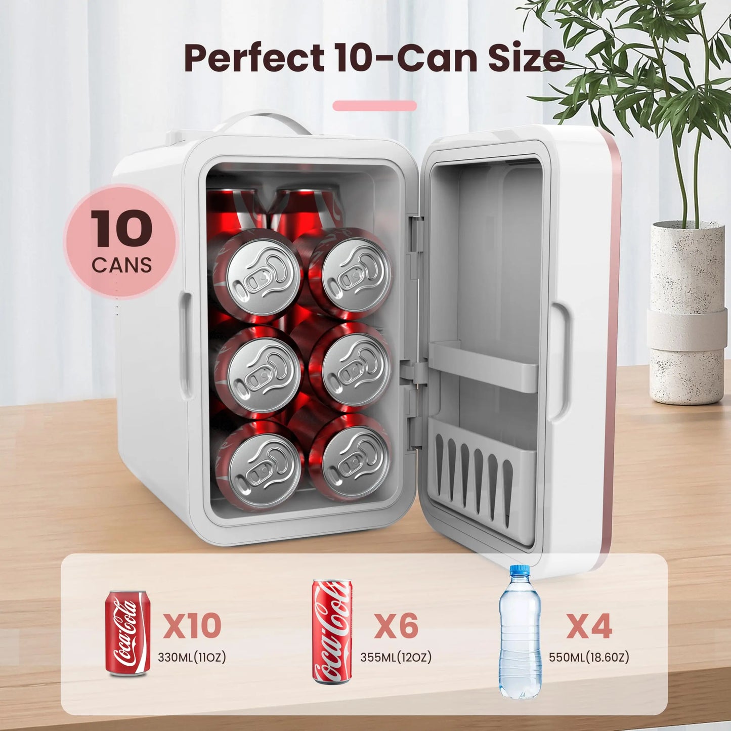 Mini Fridge for Bedroom Skincare Fridge 6L/8 Cans Small Refrigerator Compact Refrigerator 110V AC/12V DC Portable Cooler and Warmer for Skin Care, Makeup and Cosmetics