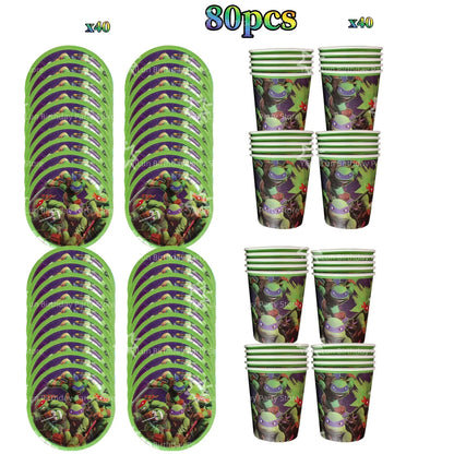 Cartoon Turtles Birthday Party Decorations Tableware Tablecloth Cup Plate Bag Napkins Balloon Baby Shower Turtles Party Favors