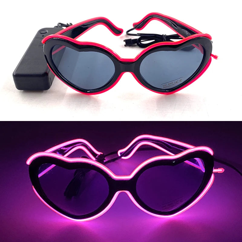 1PC Light Up LED Glasses Glow Sunglasses EL Wire Neon Glasses Glow in The Dark Party Supplies Neon Party Favors for Adults