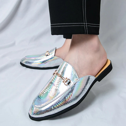Men's Black Half Shoes For Men Leather Loafers Shoes Man Mules Casual Shoes Male Footwear Fashion Social Mocassins Summer 2023