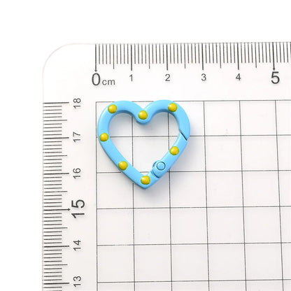 Heart-Shaped Lobster Clasp Connectors — Multicolor Metal Spring Clips