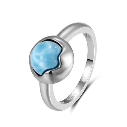 Original Certified 925 Silver Rings Larimar Natural Blue Stone 8*10MM oval shape twist Rings Fine Jewelry Gifts for Women Men