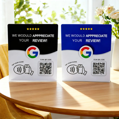 HACHANLUN Programmable NFC 215 QR code Google Review NFC Display rack 13.56Mhz Five Star Rating System Customer Feedback Tool