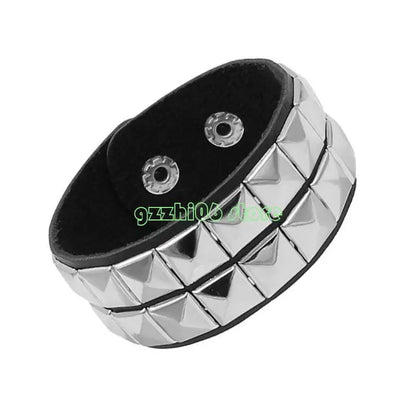 T5UF Stylish Punk Rock Bracelet Square Rivets Punk Wristband Trendy Gothic Jewelry Suitable for Individuality and Comfort