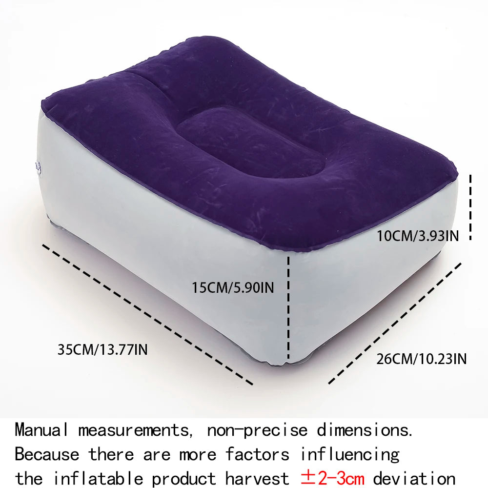 PVC inflatable flocking car foot mat outdoor elevated foot bath massage leisure foot pillow, matched with leak repair patch