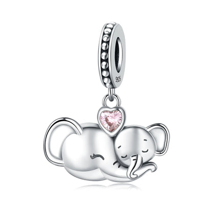 Hot Sale 925 Sterling Silver Dog Cat Cute Pet Animals Pendant Birthday Party Gift for Women Bangle Bracelet Necklace DIY Jewelry