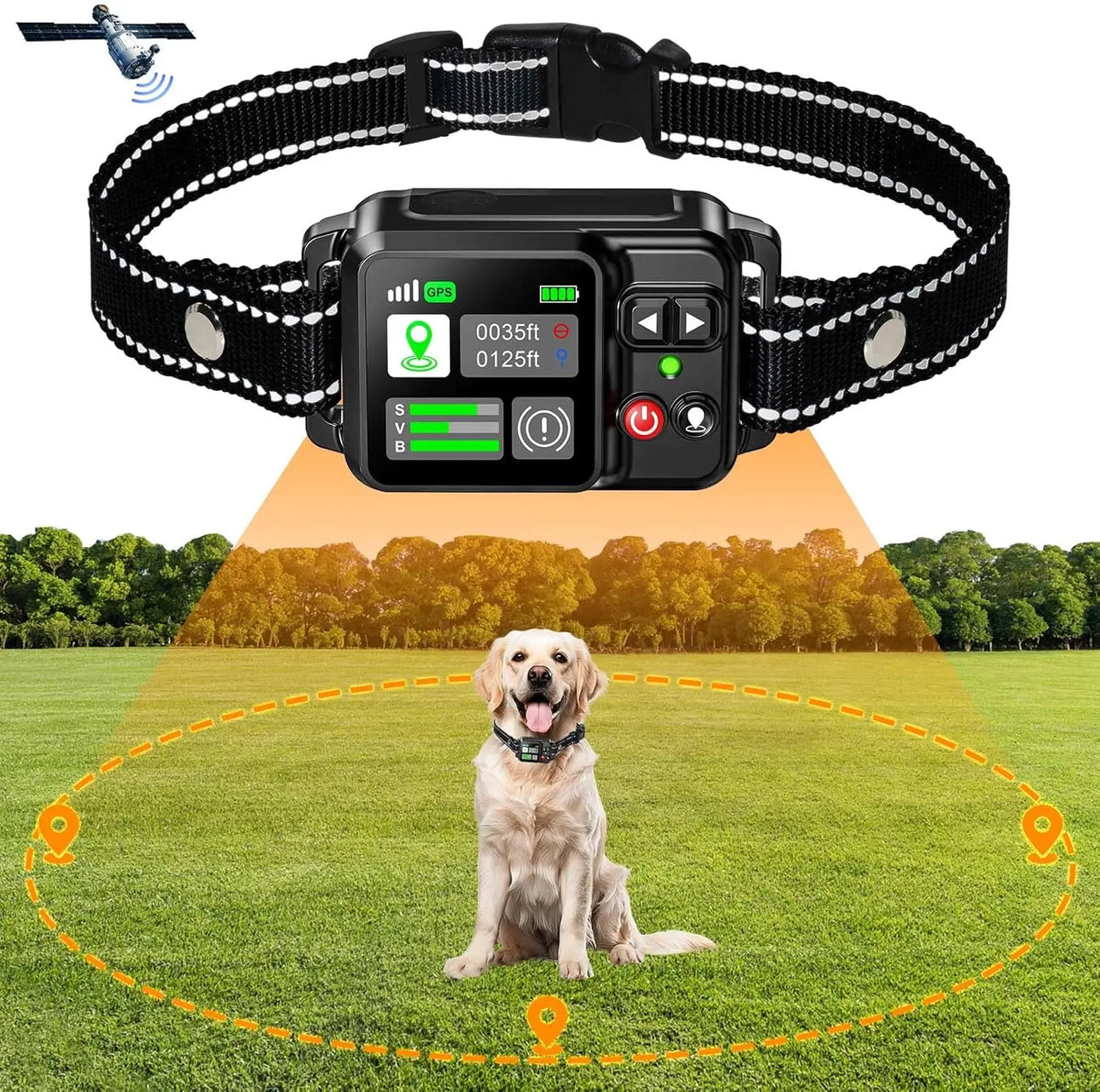GPS Wireless Dog Fencing System - Electric dog fencing with GPS Electric Satellite Technology, Pet Fencing System Range 15~2000m