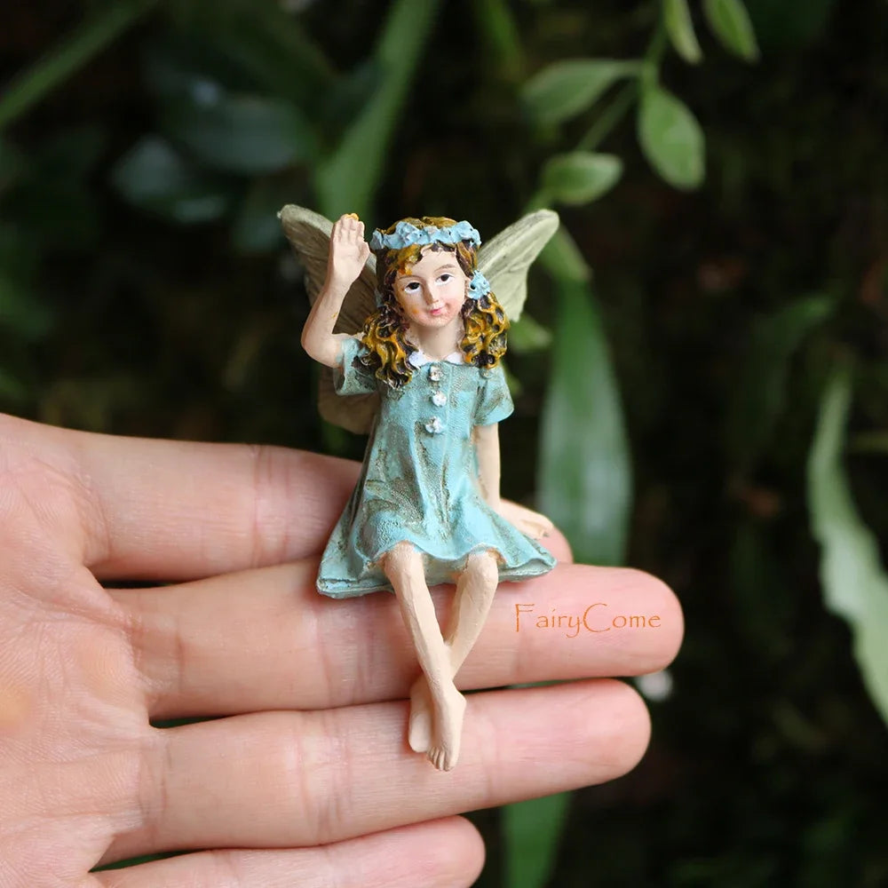 Miniature Garden Fairies Figurines Resin Mini Fairy Statue Figure Fairy Garden Ornaments Decorations Accessories