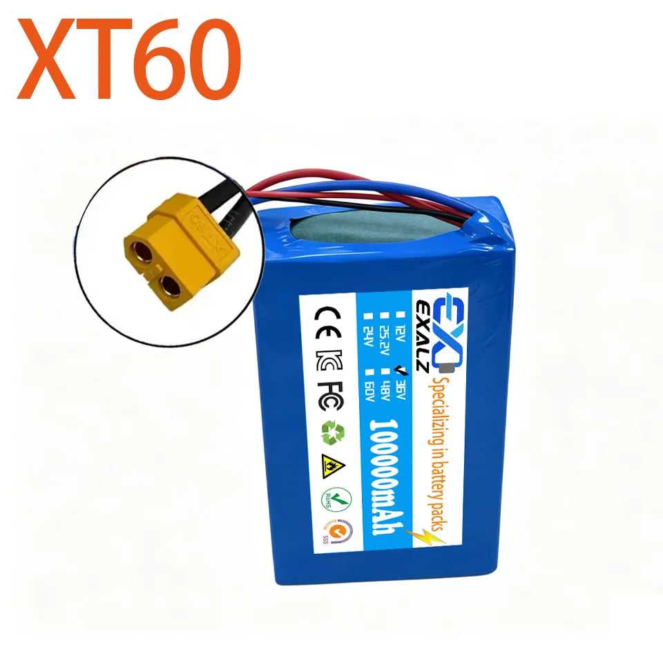 36V Hoverboard Scooter Battery 10S2P 100Ah 18650 Rechargeable Lithium Pack for Skateboard Ultra Thin BMS XT60 Plug