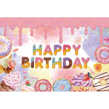 Candy Bar Baby Shower Birthday Backdrop Ice Cream Car Donuts Lollipop Party Photo Background Cake Table Decor Photography Props