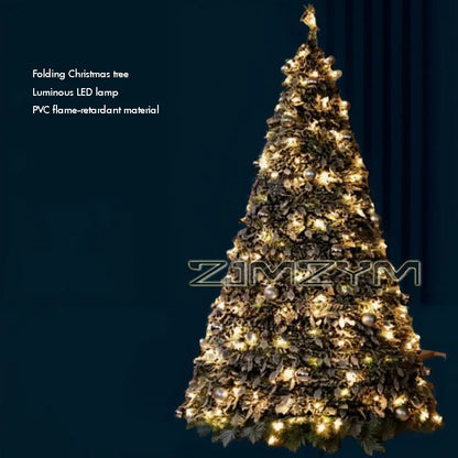 150CM Foldable Christmas Tree with Decorative Lights EU UK US Plug PVC Material for Dining Rooms Christmas Gifts