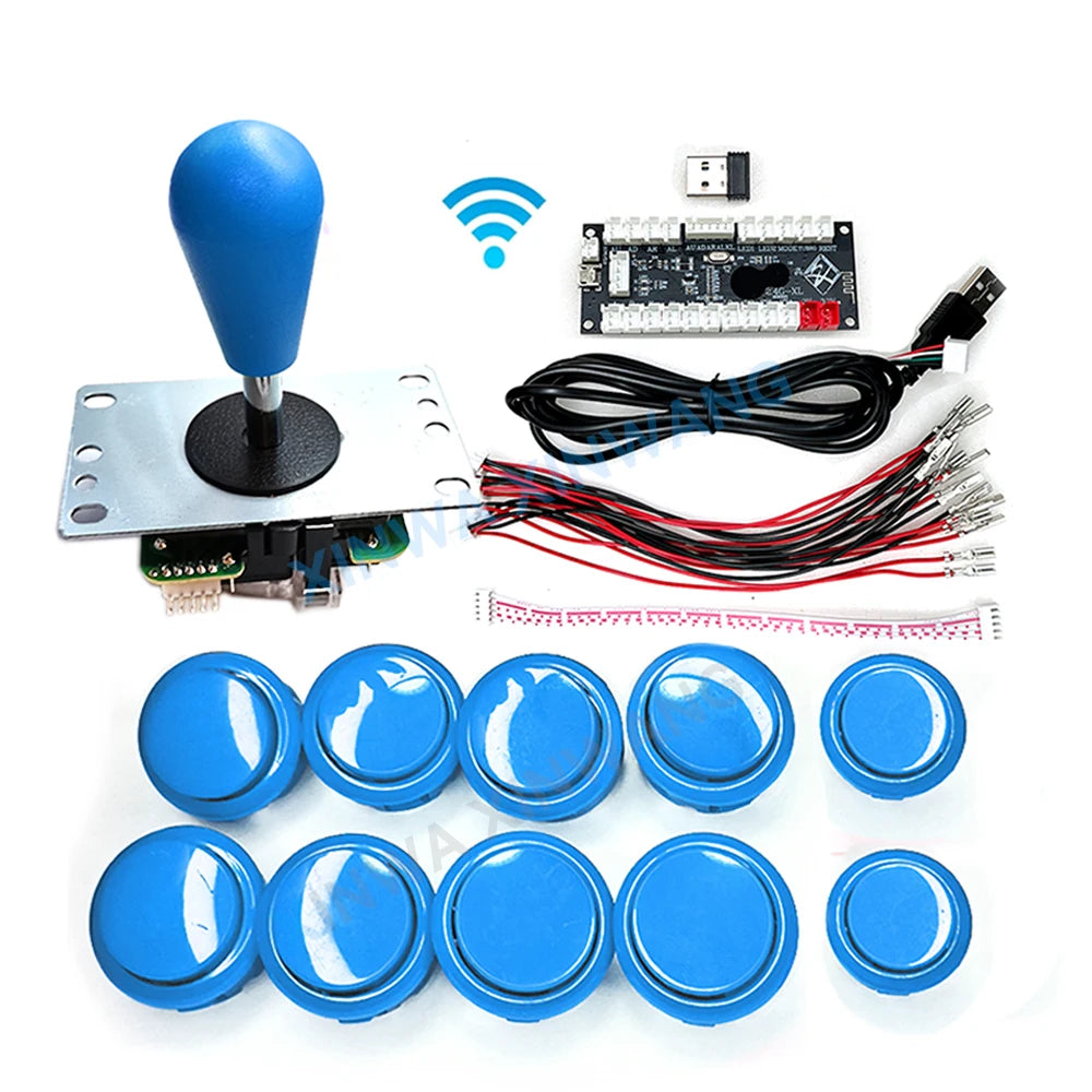 Copy Sanwa Arcade Game Joystick Diy Kit For Ps3 PC Android Zero Delay Wireless Usb Board Controller Push Button Cable Set