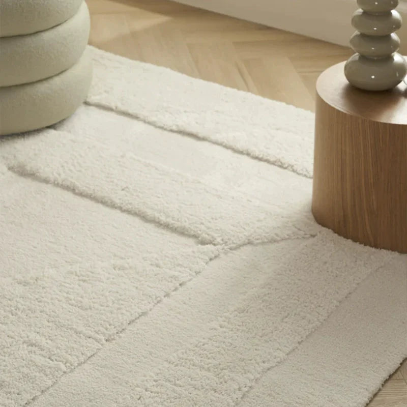 Warm Cream Living Room Carpet Thick Home Soft Bedroom Rug Nordic Sofa Coffee Table Floor Mat Store Decoration Display Carpet