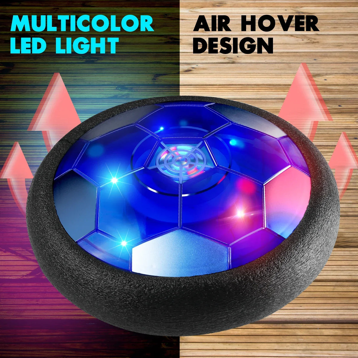 Rechargeable Hover Soccer Ball for Kids - Air Floating Soccer with LED Lights And Foam Bumper Fun Toy for Boys And Girls