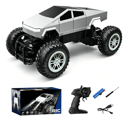 Amphibious RC Car 1:16 4WD Waterproof Remote Control Stunt Truck Cyber Style All Terrain Off Road Vehicle LED Lights for Kids
