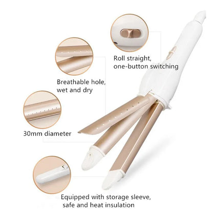 3 In 1 Gold Ceramic Hair Curling Iron Hair Curler Professional Hair Styling Tools Hair Straightener Heated Roller Multifunction
