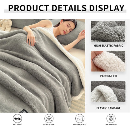 Thickened Double-layer Lamb Fleece Flannel Blanket for Bed Office Air Conditioning and Nap Throw Soft Blanket for Bedding Sofa