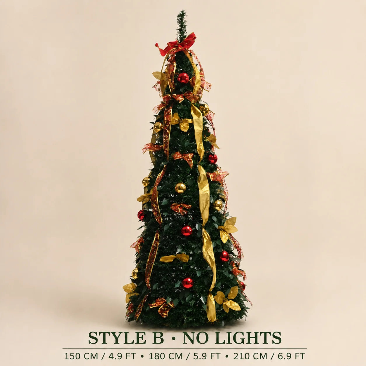 Retractable Foldable Pre‑decorated Christmas Tree with Ornaments Space Saving Storage Xmas Decoration for Holiday Indoor Gift