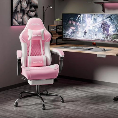 Ergonomic Video Gamer Chairs Gaming Computer Chairs Gamer Chairs for Adults Massage Lumbar Support Swivel Height