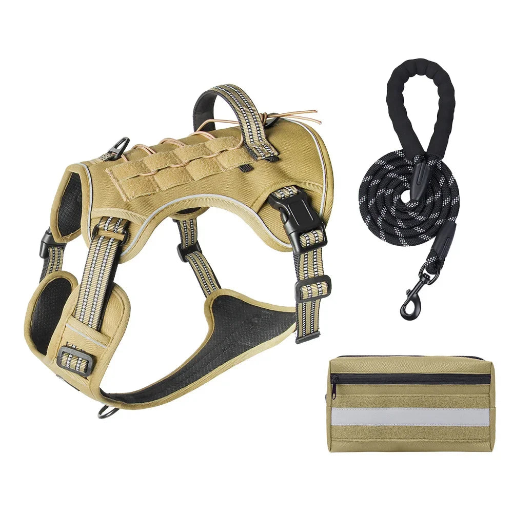 Large Dog Tactical Vest Multi-Function MOLLE-Compatible Harness with Anti-Pull Design for Outdoor Training Gear