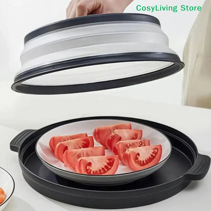 [CL]Multifunction Foldable Microwave Food Splatter Cover Splash Collapsible Guard Kitchen Gadget Colander For Meal Steaming Tray