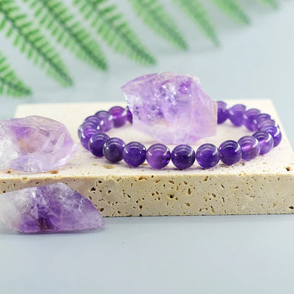 Natural Amethyst Quartz Crystal Bead Bracelet Health Bracelet for Women Weight Loss Fatigue Pressure Fatigue Relief Yoga Jewelry