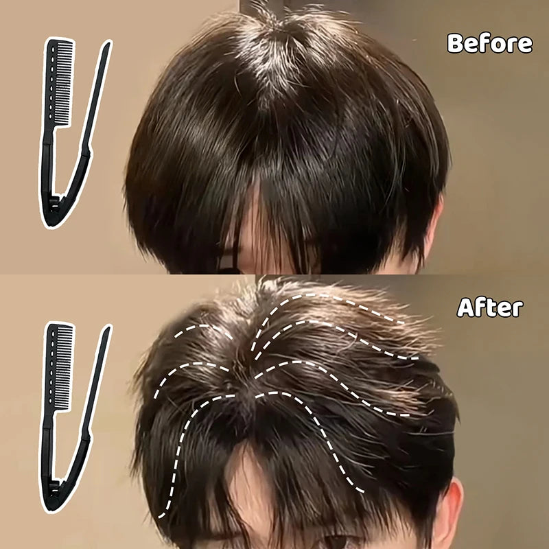V Type Hair Straightener Brush DIY Hairdress Tool Hairdressing Combs Natural Hair Styling Curling Comb Hair For Male And Female