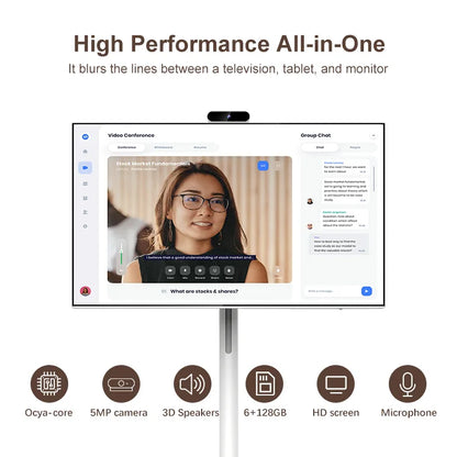 32 Inch Portable Smart TV Rotation Touch Screen Portable  Camera  Display Tablet PC Stand Wheels Television Rechargeable