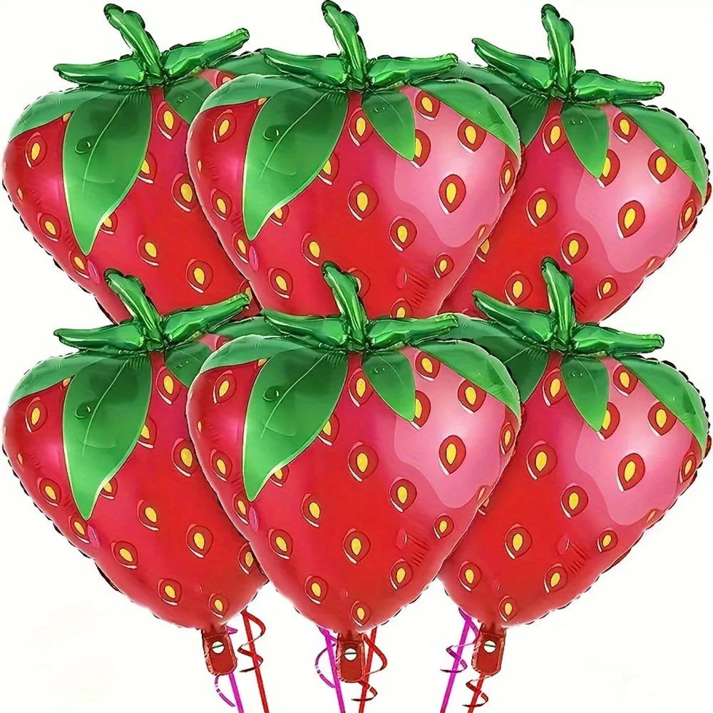 5 Pieces Strawberry Foil Balloons Birthday Party Decorations Summer Fruit Party Wedding Festival Decorations Balloons Gifts