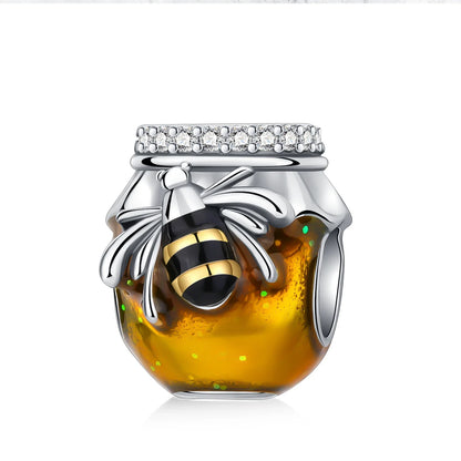 925 Sterling Silver Fashion Bee Honey Jar Sunflower Autumn Series