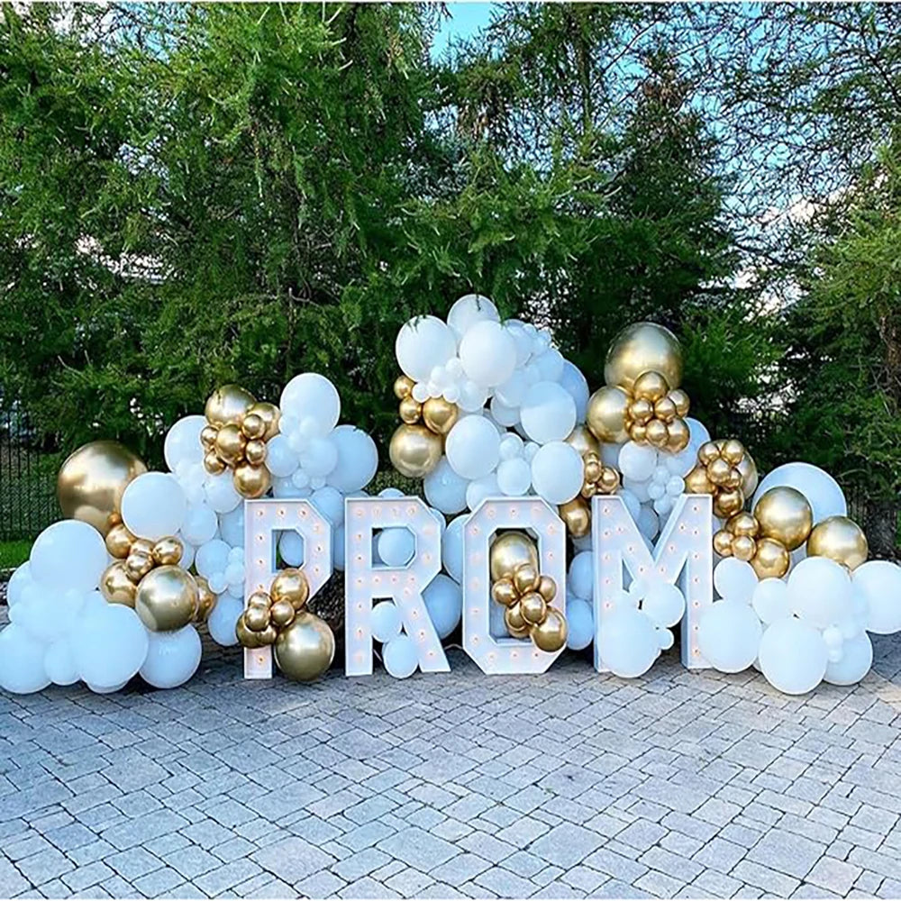 Metallic Gold White Balloons Garland 30th Birthday Party Decor Balloon Arch Kit Wedding Graduation Anniversary Decoration Globos