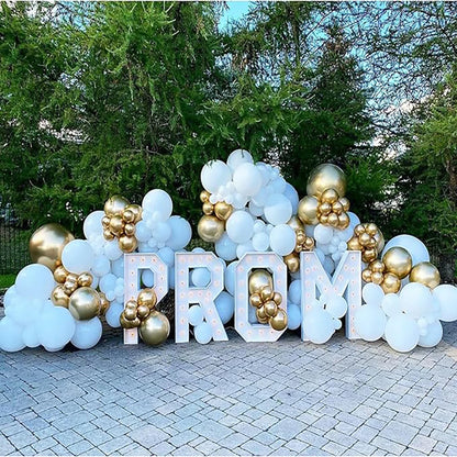 Metallic Gold White Balloons Garland 30th Birthday Party Decor Balloon Arch Kit Wedding Graduation Anniversary Decoration Globos