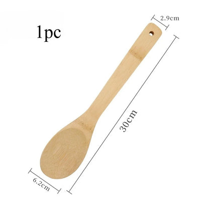 3pcs/set Bamboo Non Stick Frying Pan Spatula Rice Spoon Spatula High Temperature Resistant Cooking Tool Home Supplies