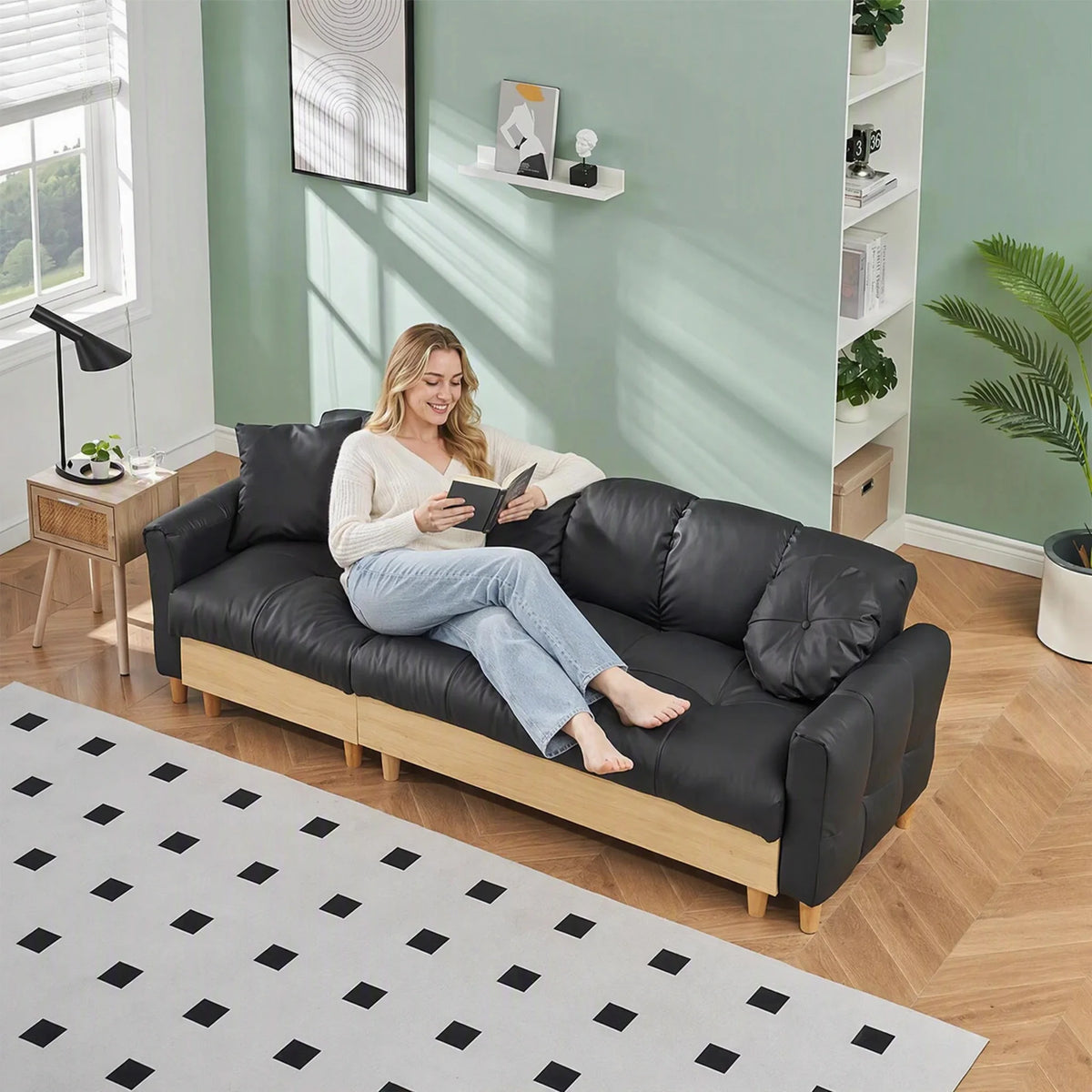 86.61-inch Fabric Sofa Convertible Into A Sofa Bed And Equipped With Storage Function Suitable For Use In Meeting Rooms Living Rooms And Bedrooms