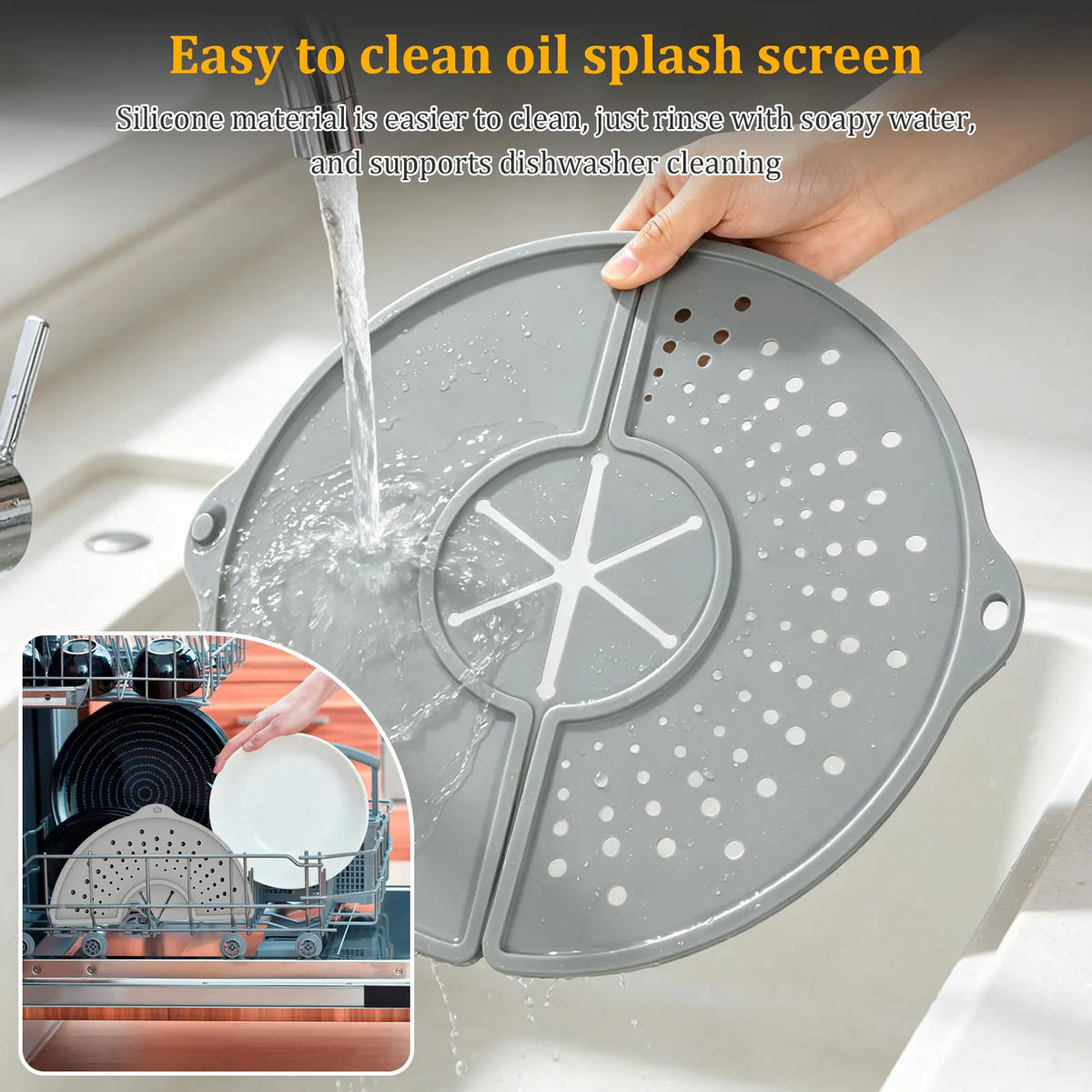 1Pc Silicone Kitchen Splatter Screen Foldable Heat Resistant Oil Splash Guard Drain Board Cover Multi Use Kitchen Frying Pan Lid