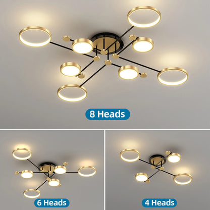 Interior Led Ceiling Lights Golden Smart Remote Control Dimming Ceiling Chandelier Home Lighting Fixture Bedroom Kitchen Lamp