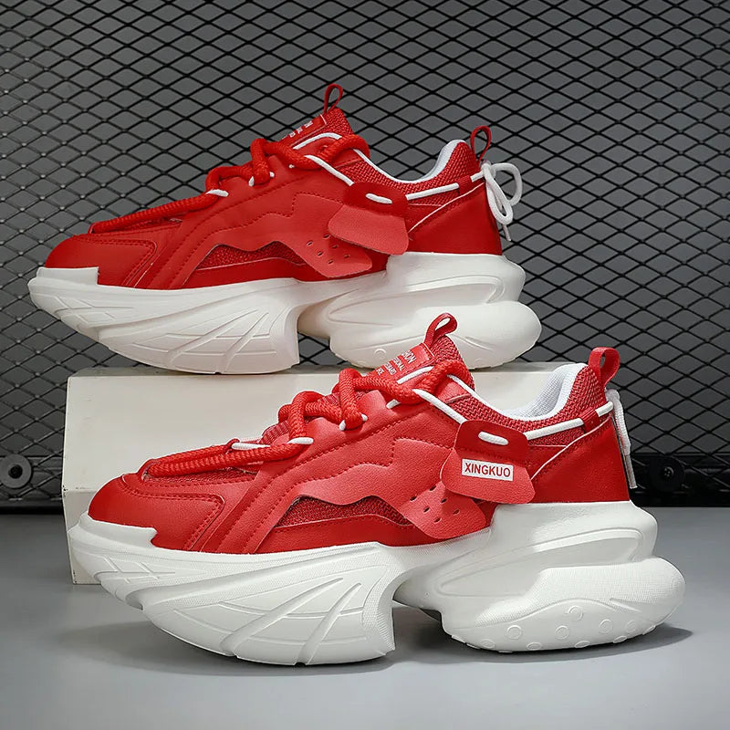 Brand Red Men Height Increasing Shoes Luxury Autumn Casual Sneakers Men Platform Trainers Design Fashion Thick sole Sneakers Man